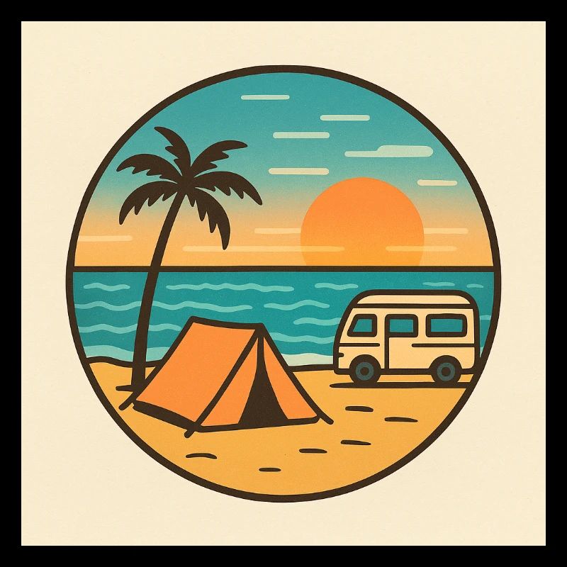 Coucher de soleil sur la plage avec tente