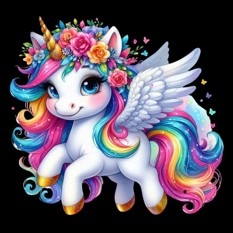 Regenbogen geflügelte Einhornkrone