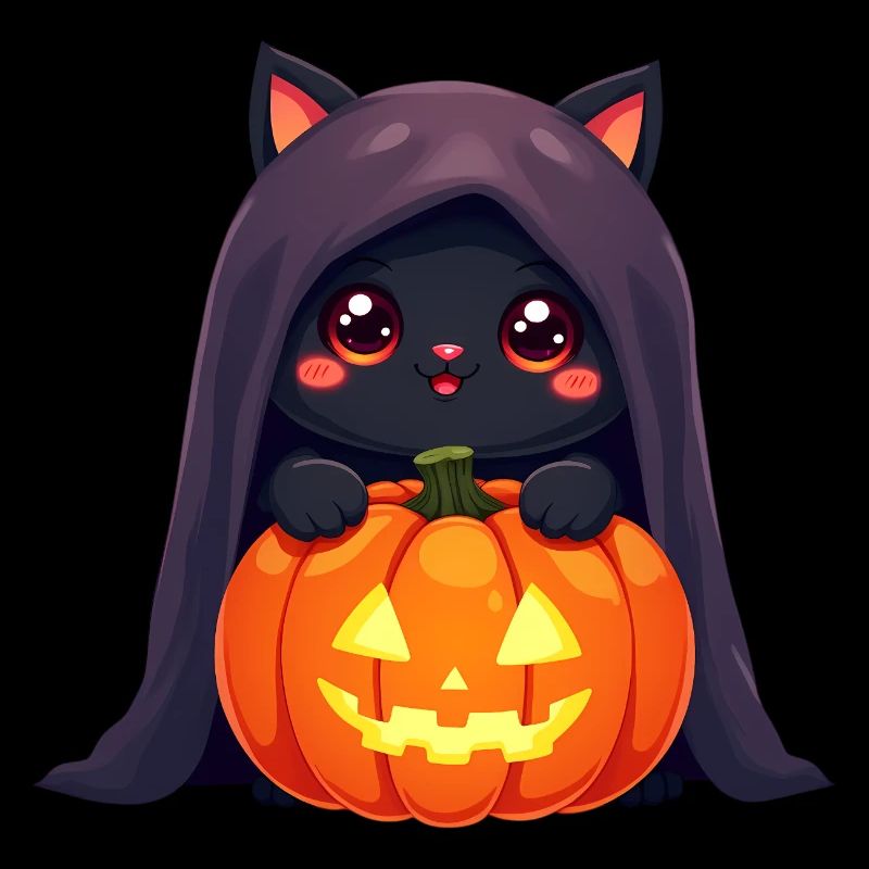 Chat d’Halloween avec citrouille d’Halloween