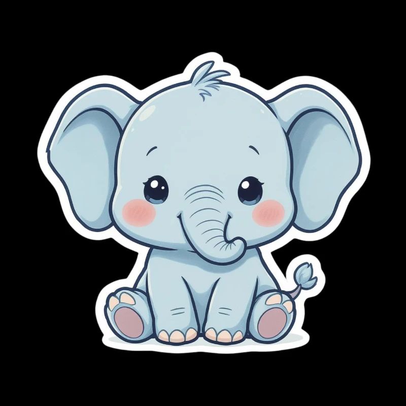 Autocollant éléphant bébé bleu