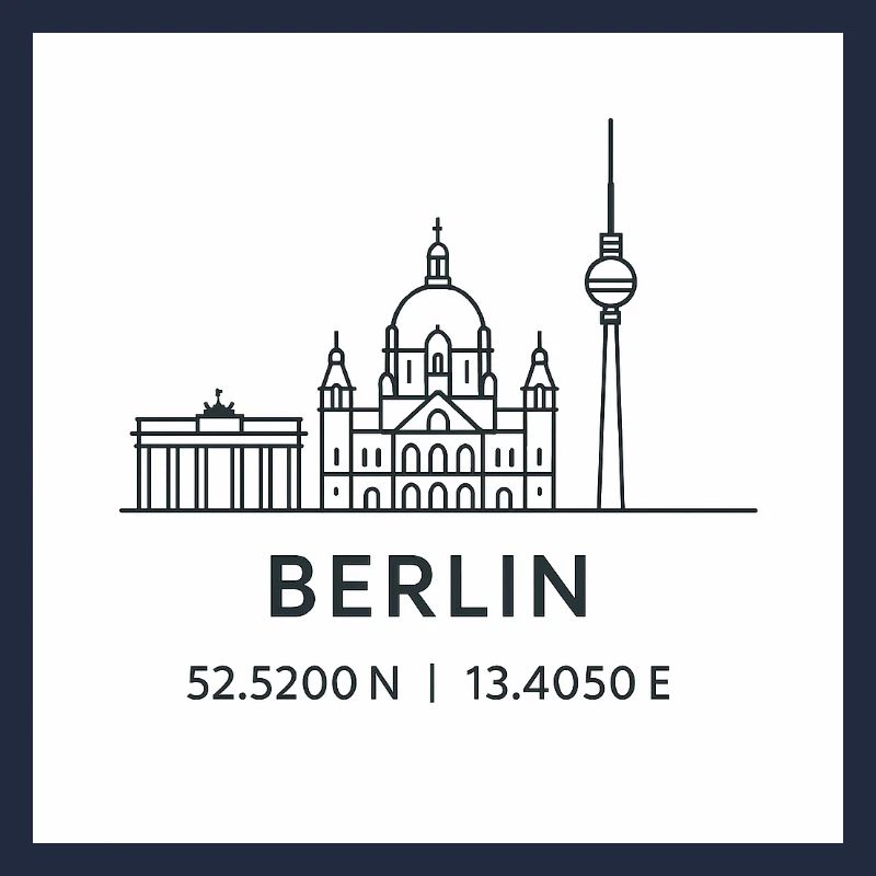 Berlin Line Art Silhouette Point de repère
