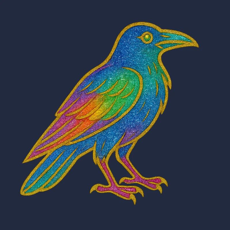 Conception de patch de corbeau arc-en-ciel