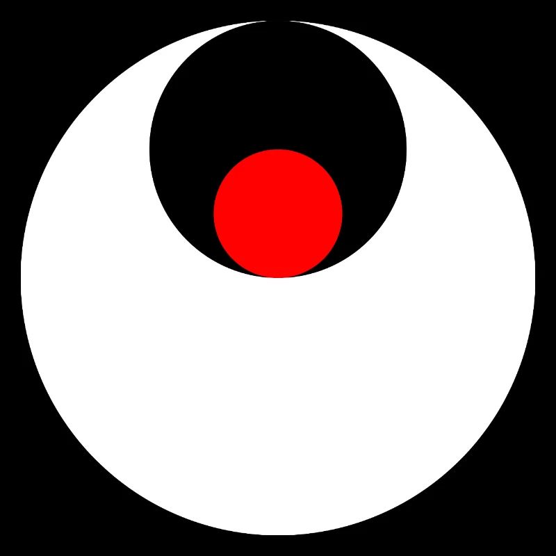 3 cercles, blanc, noir et rouge