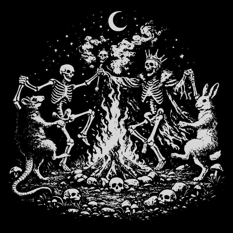 Squelette au clair de lune, roi, lapin nad ra Cercle de danse