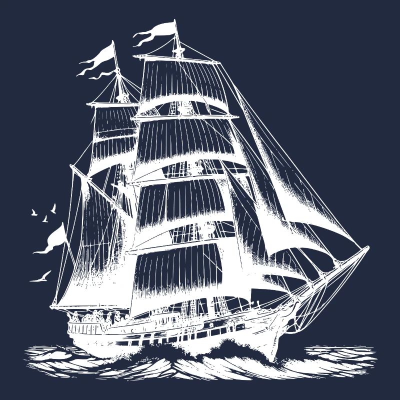 Large sailing ship Tall ship in stormy speed