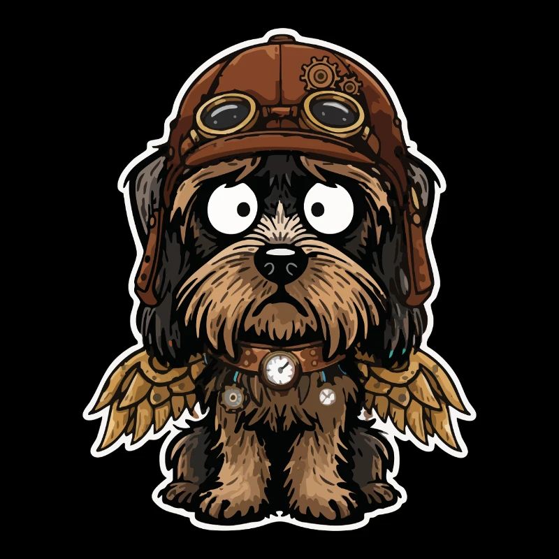Steampunk Aviator Dog Brass Mechanical Wings