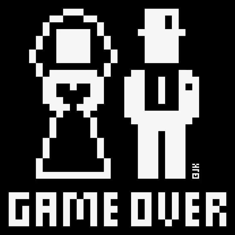Game Over (Mariage Enterrement de vie de garçon : couple marié Pixel / En gras W)