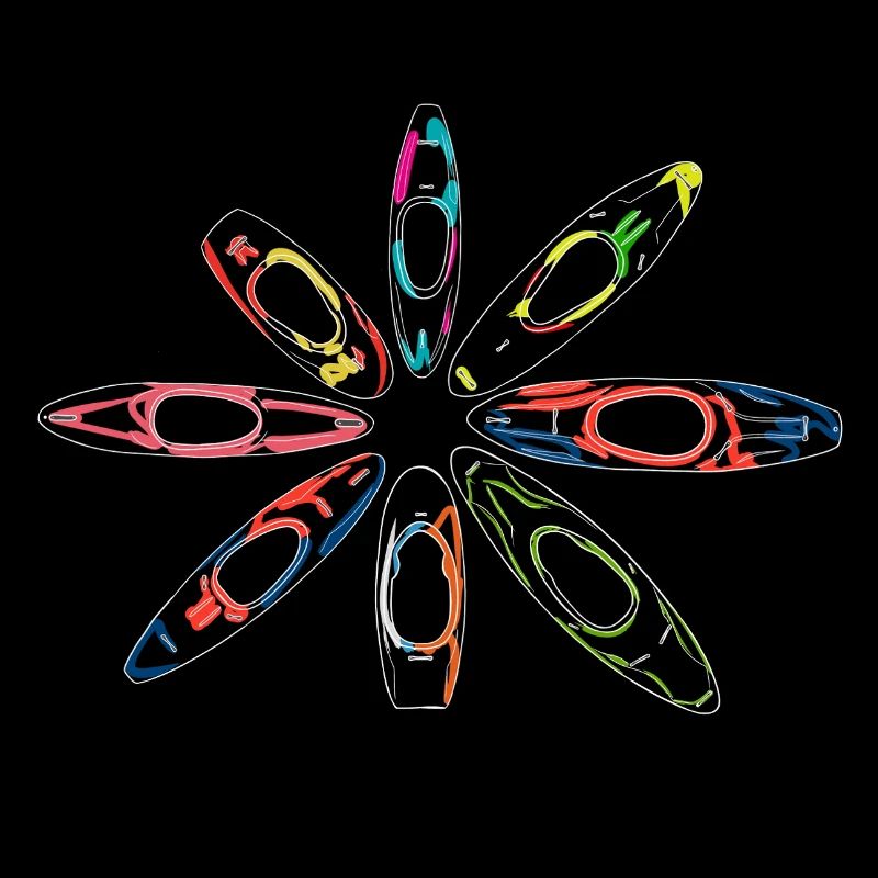 Bunter Ring aus Wildwasserkajaks im Neonstil