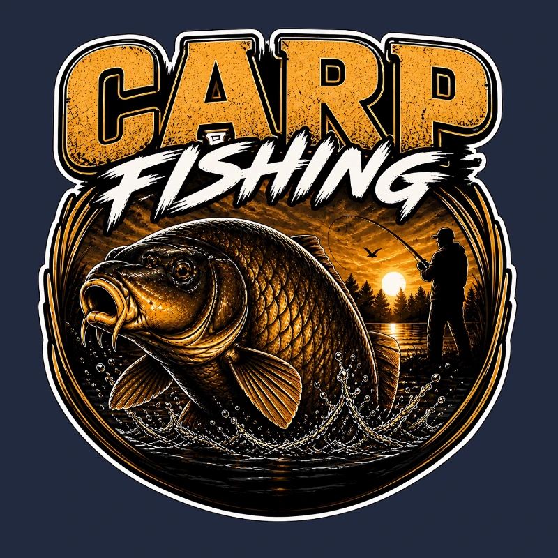 Pêche à la carpe Coucher de soleil – Conception de Big Carp Angler