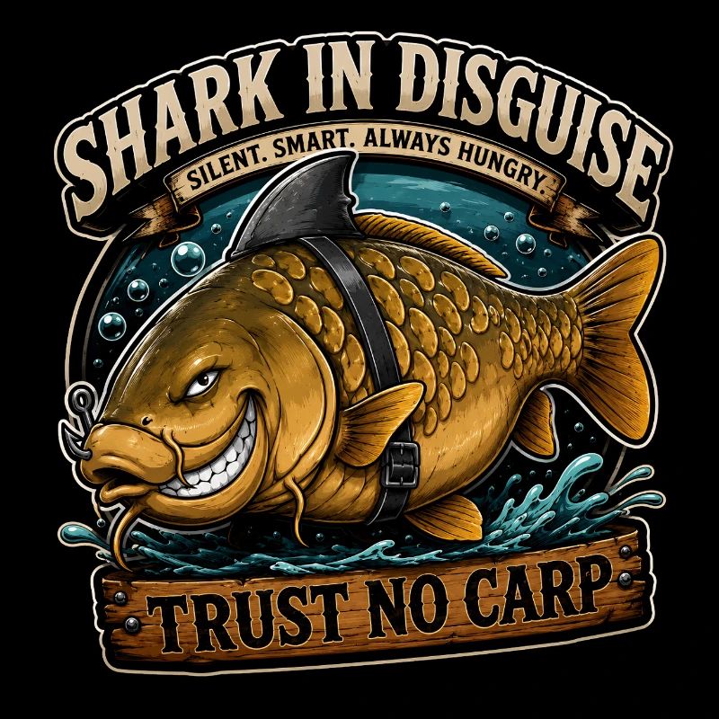 Shark In Disguise – Trust No Carp Funny Design
