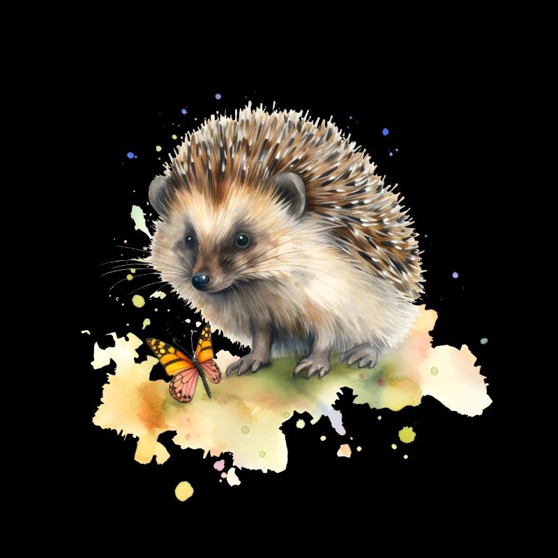 Igel spielt mit Schmetterling Frühling Süßes Tier