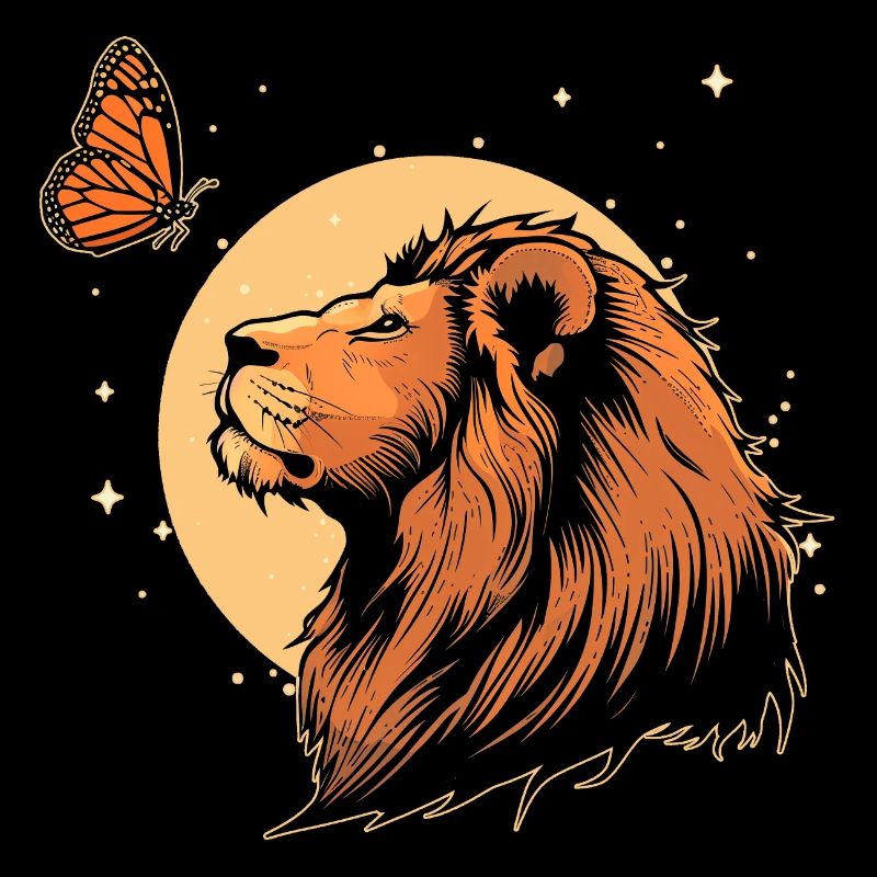 Lion avec papillon
