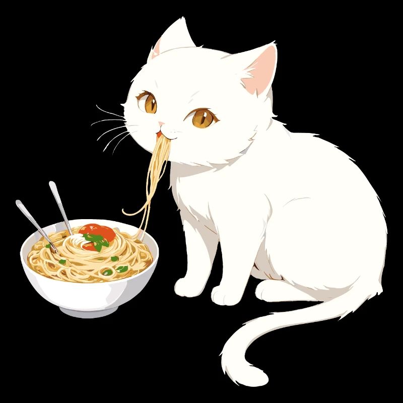 Chat qui mange des ramens #2
