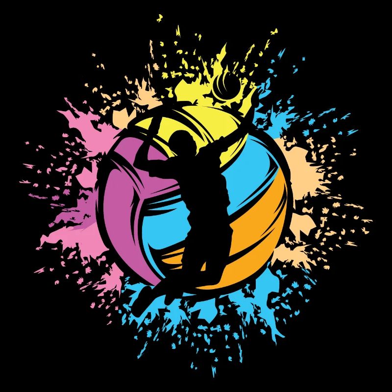 Volleyball Farbexplosion Spieler Beachvolleyball