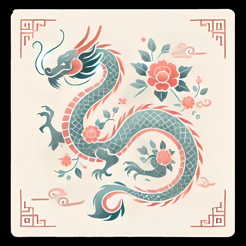 Design élégant de dragon floral chinois