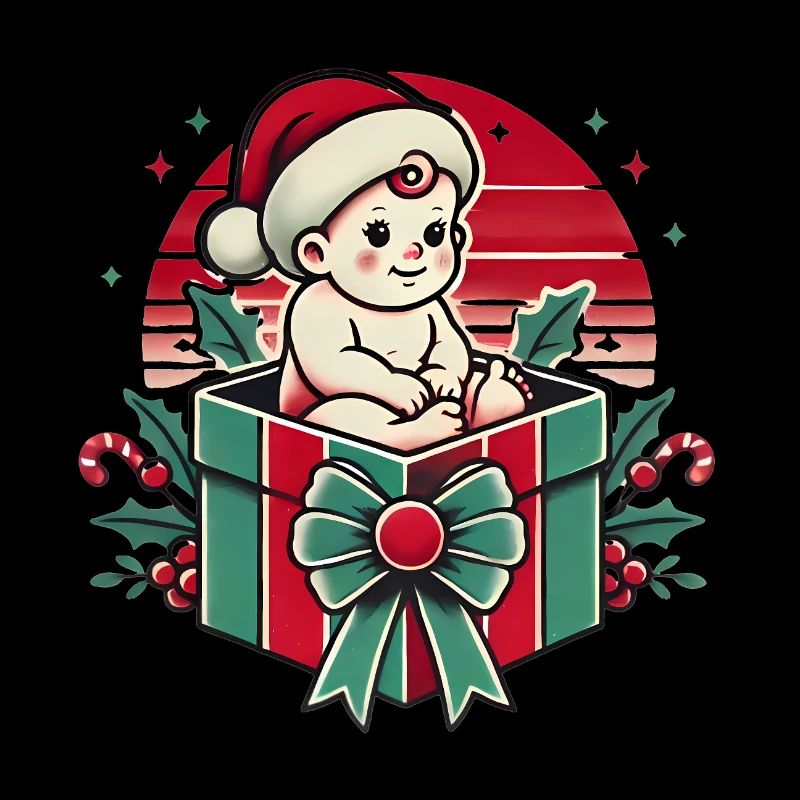 Santas Little Surprise Retro Design
