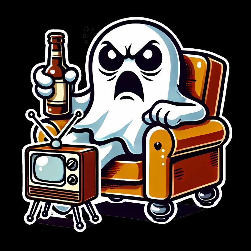 Funny Ghost Watching TV Boo