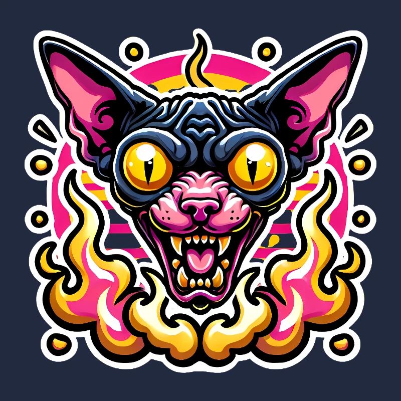 Fierce Sphynx Cat Valentine Flames