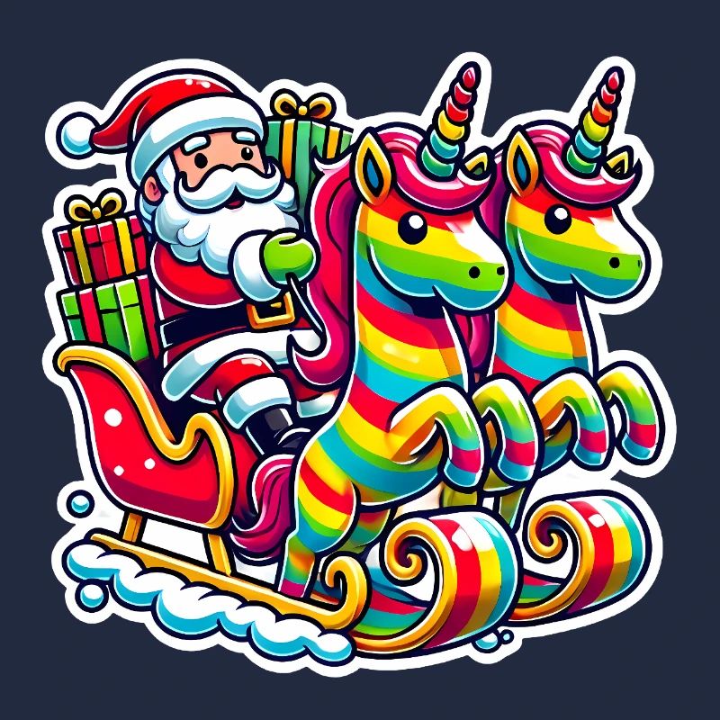 Lustige Weihnachtsmann-Einhörner Weihnachtskunst