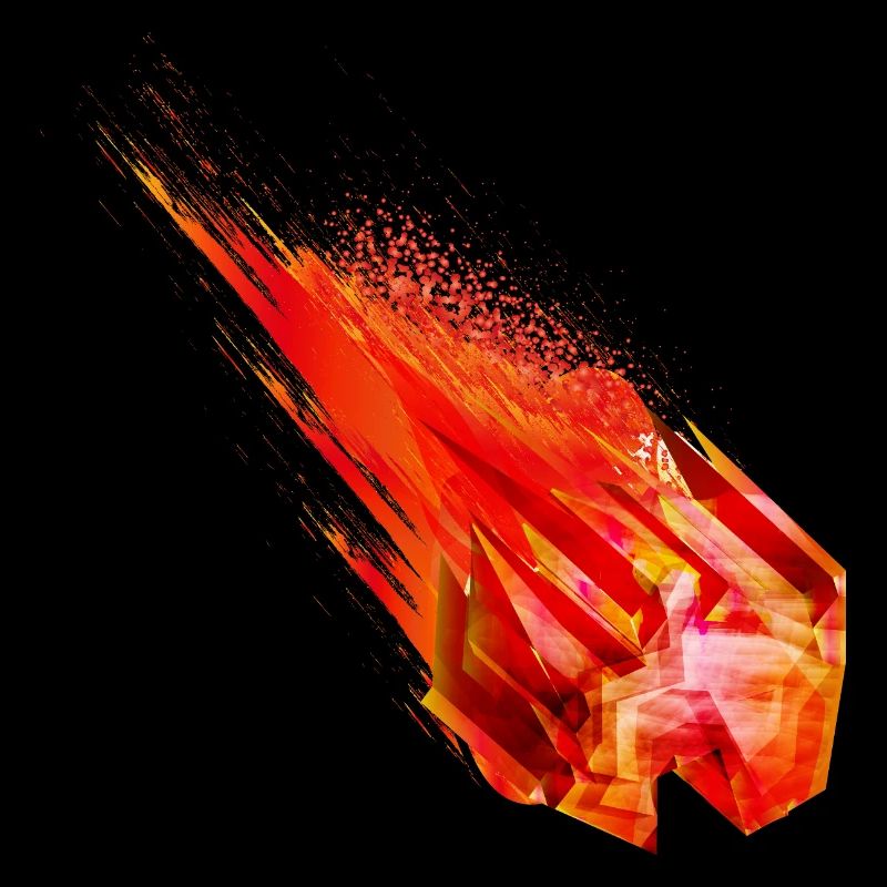 Glühender Asteroid mit Feuerschweif – Powerdesign