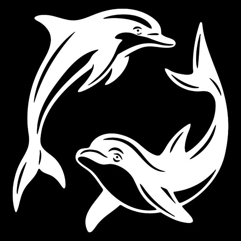 Swirling Dolphins Silhouette Design