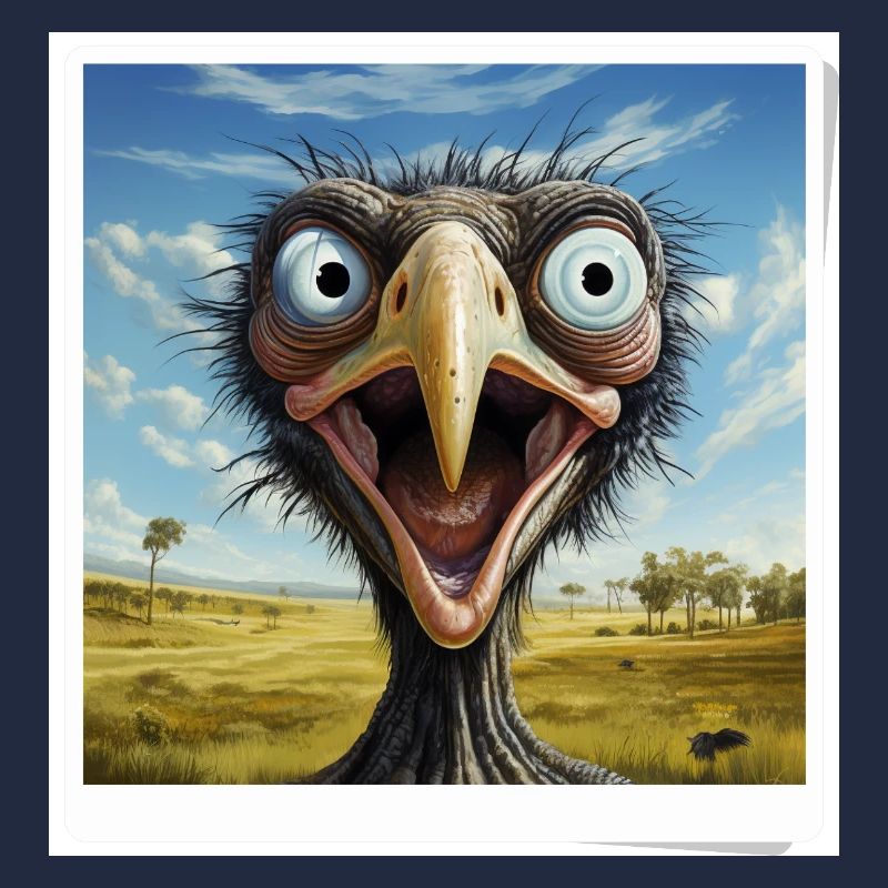 Visage d’autruche bizarre dans la savane