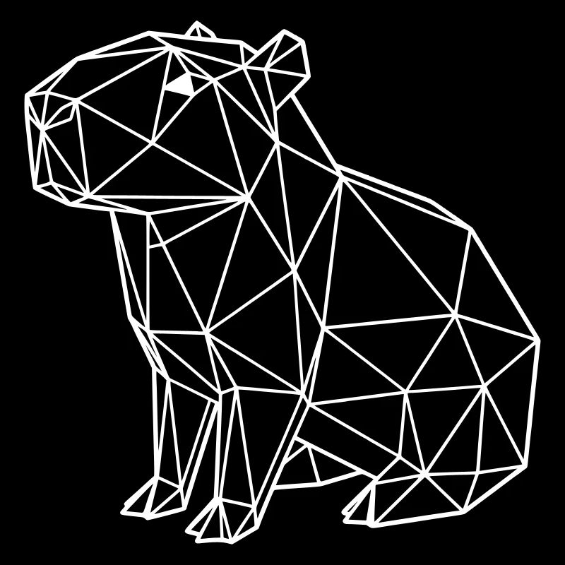 Capybara Geometric Modern Origami Animal White