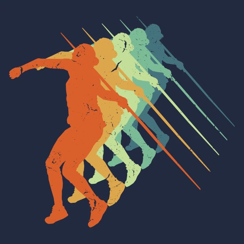 Retro Javelin Throw, Track & Field Athletic Sport