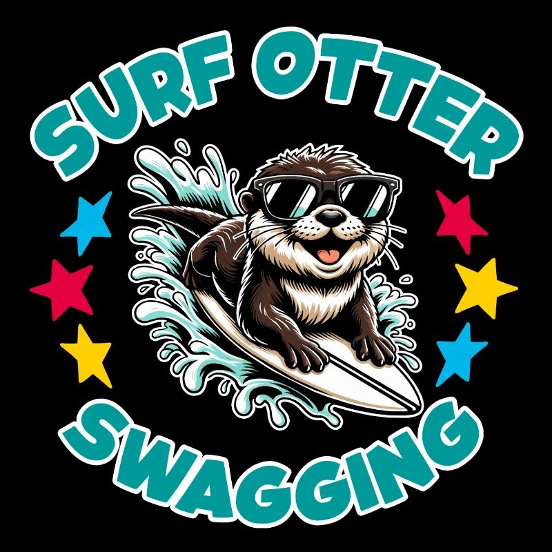 Lustiger surfender Otter mit Sonnenbrille