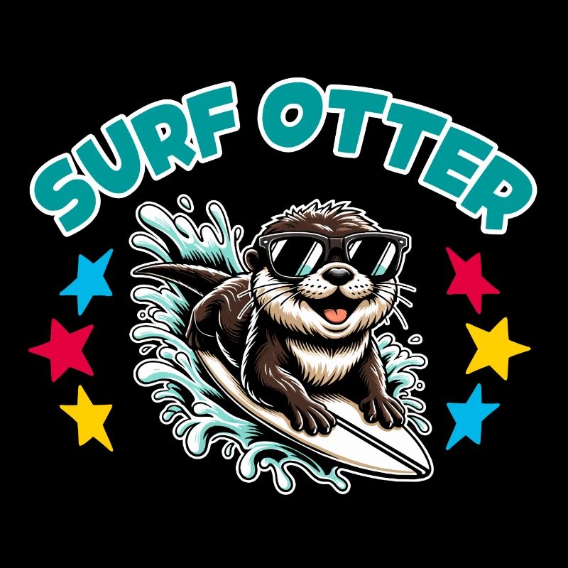 Lustiger surfender Otter mit Sonnenbrille