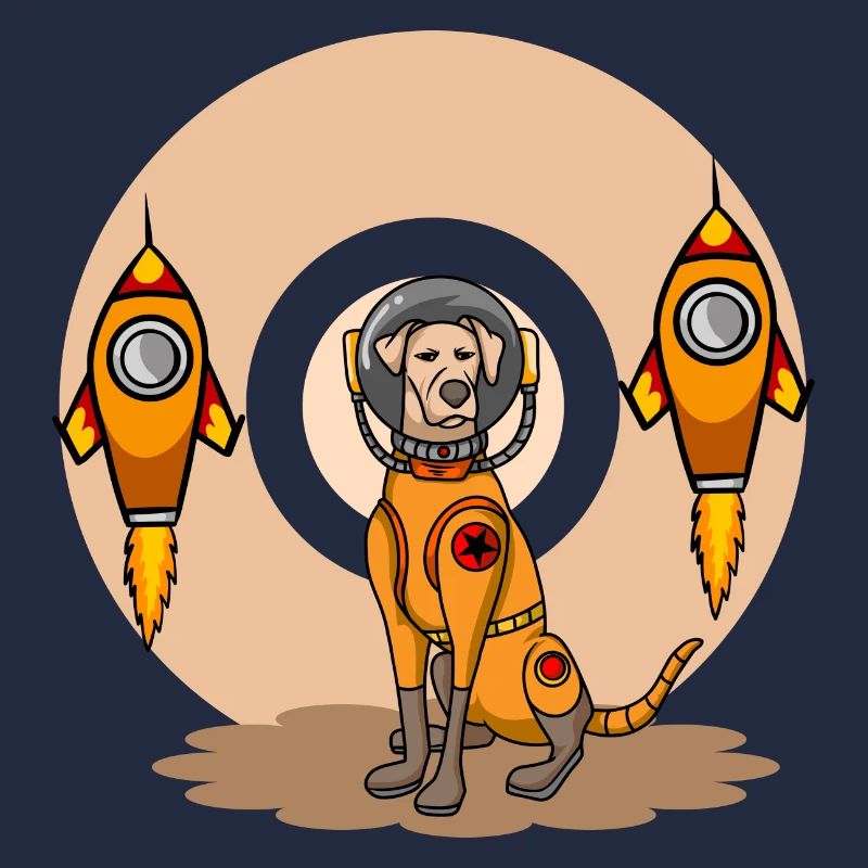 Bande dessinée chiens astronaute dans l’espace avec des missiles