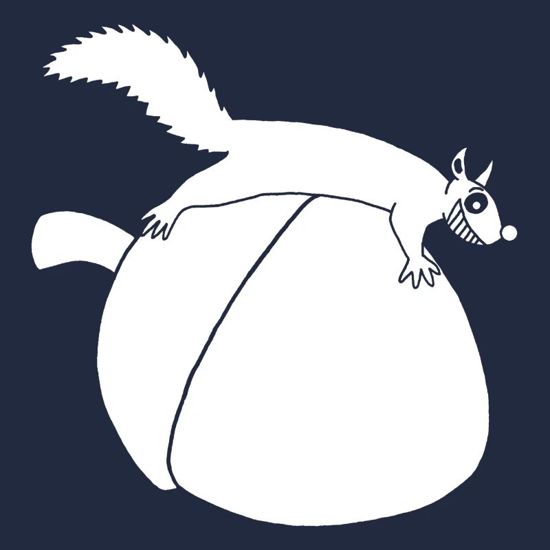 The squirrel against the glans (white)