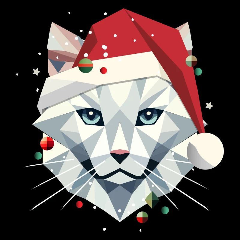 Chat de Noël en tant que Père Noël dans un style moderne