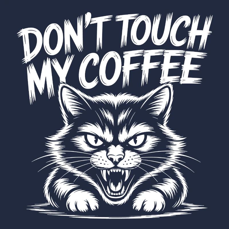 Kaffee Warnung mit wütender Katze