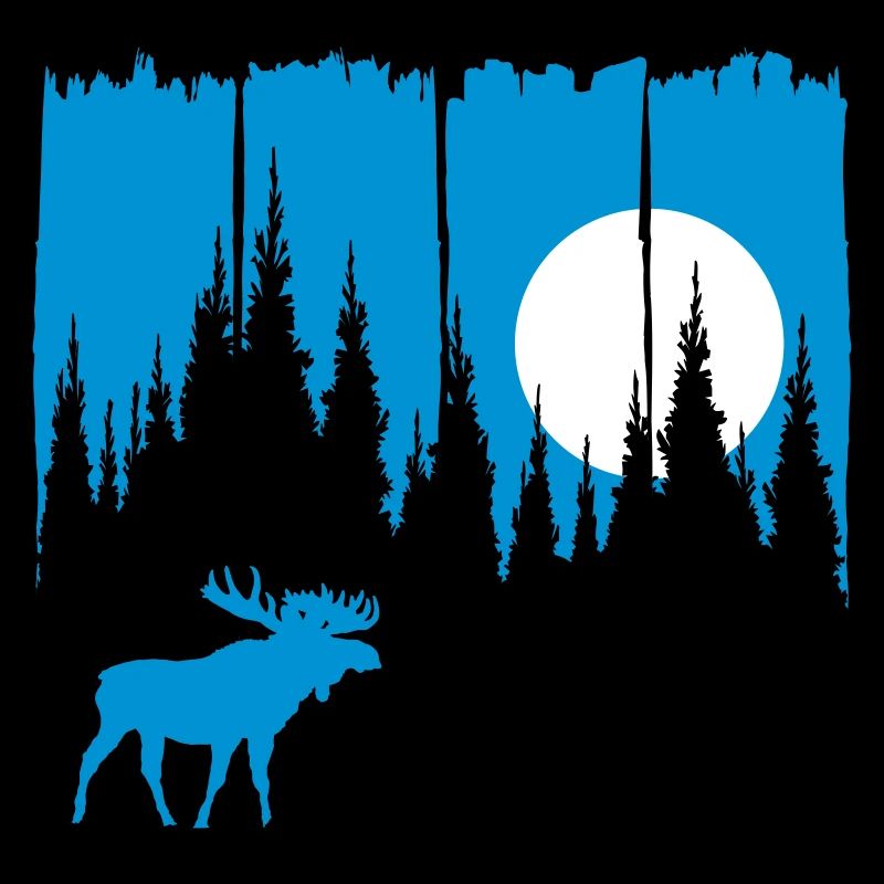 Orignal en face de la lune / soleil forestier animal cerf forestier