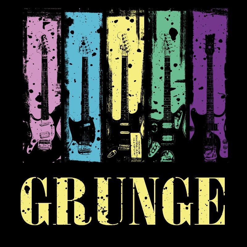 Grunge Guitar Color Pop Rock Vintage Style