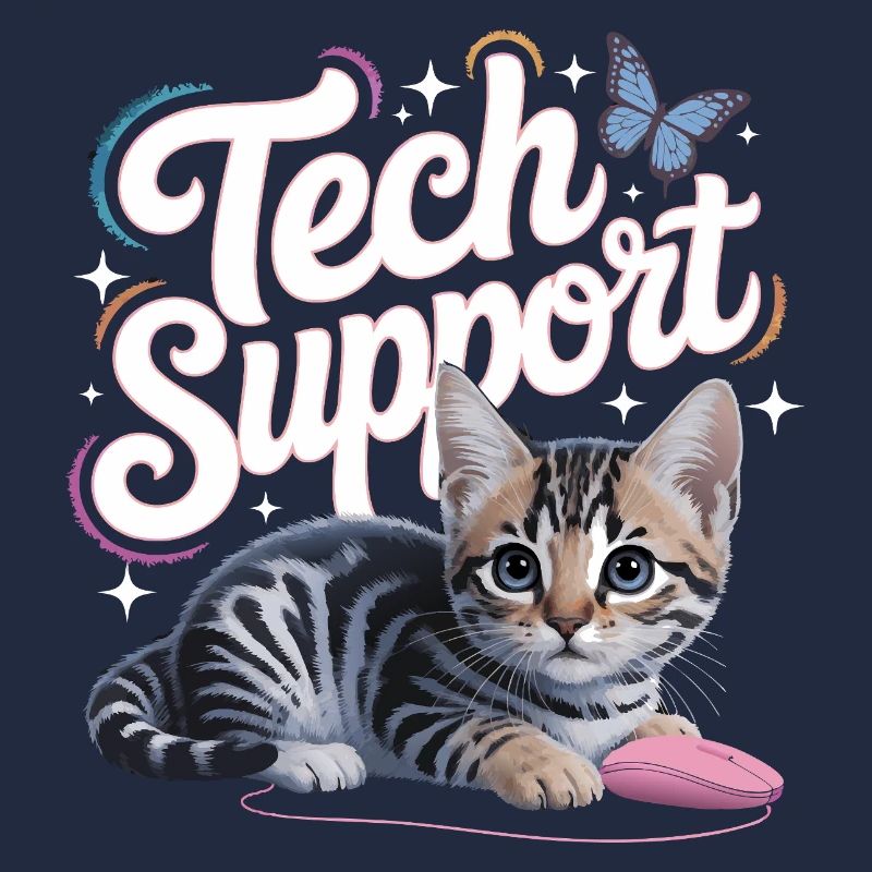 Funny Tech Support Cute Cat Ironic IT