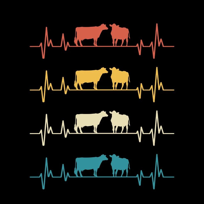 Retro Cows Herzschlag-Kuh-Geschenk
