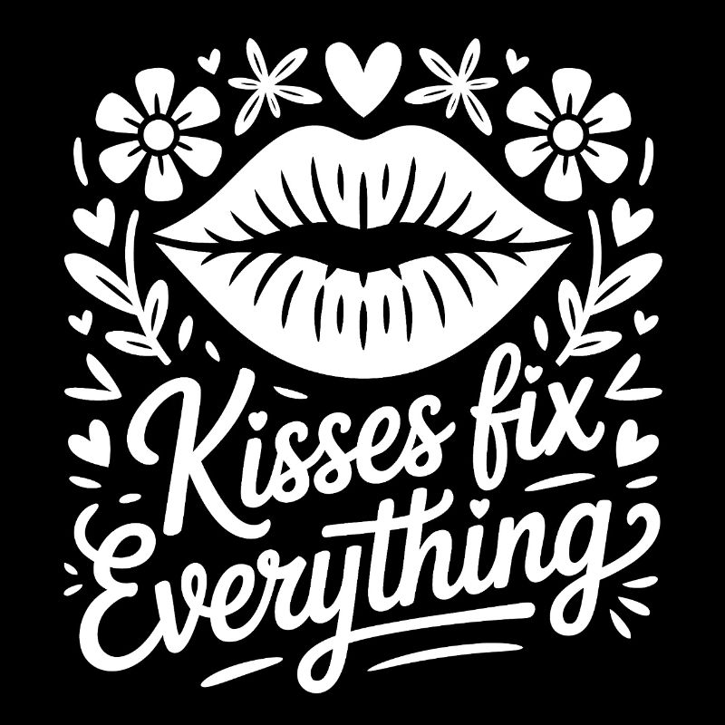 Motif de baiser avec cadre floral