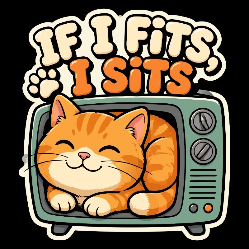 Chat Mignon Rétro TV If I Fits I Sits
