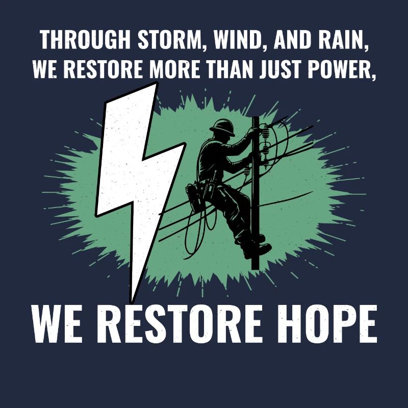 Monteur de lignes Tempête Vent Pluie Espoir Rétablissement de l’électricité