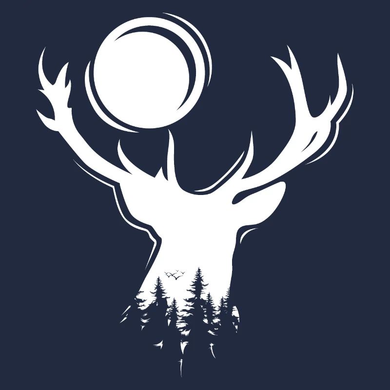 Moose Symbol Moon Deer Evening Forest Icon Graphic