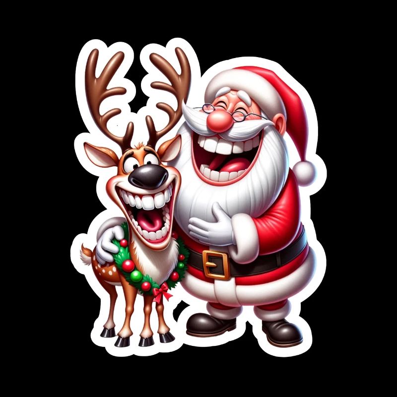 Duo de rennes du Père Noël qui rit