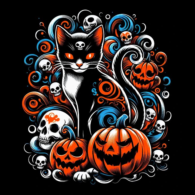 Unheimliche Katzenschädel Halloween