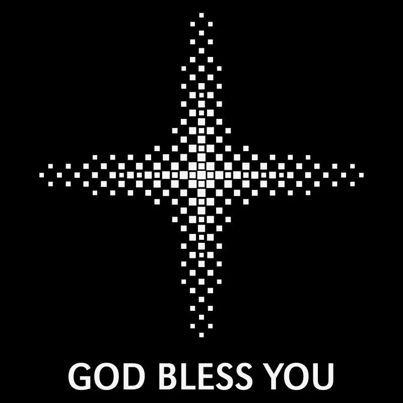 Que Dieu vous bénisse (Religion / Croix / Carrés / Blanc)
