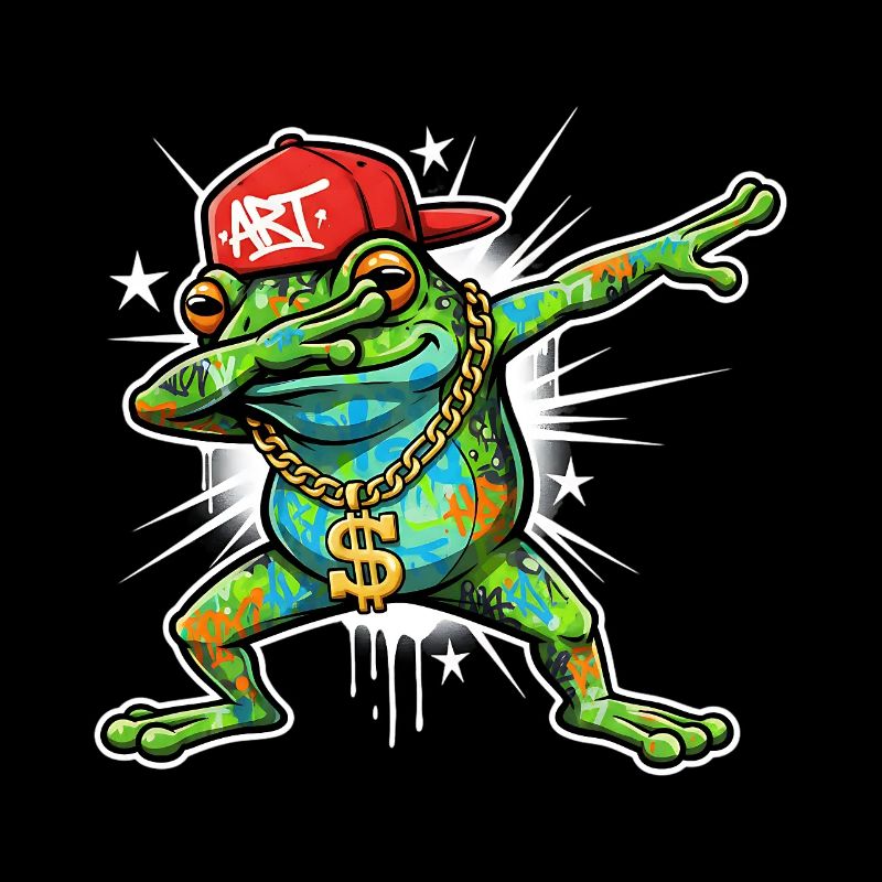 Graffiti frog in Dab street art design