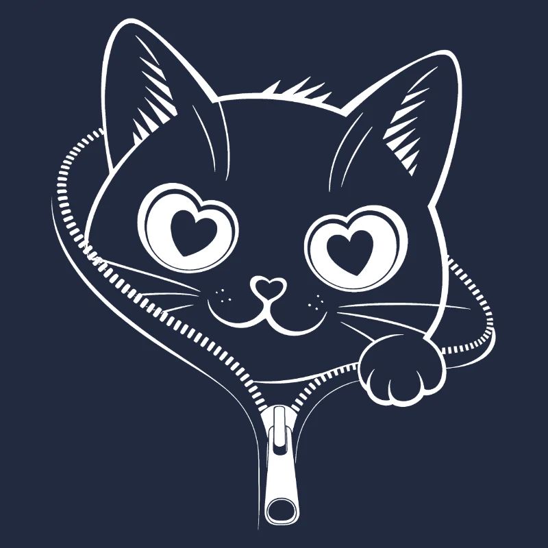 Chat à fermeture éclair mignon - Kawaii Heart Eyes Kitty