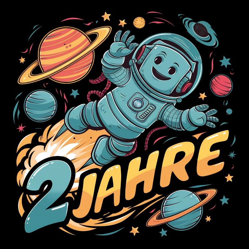 Zwei Jahre kleiner Raumfahrer Kindergeburtstag.