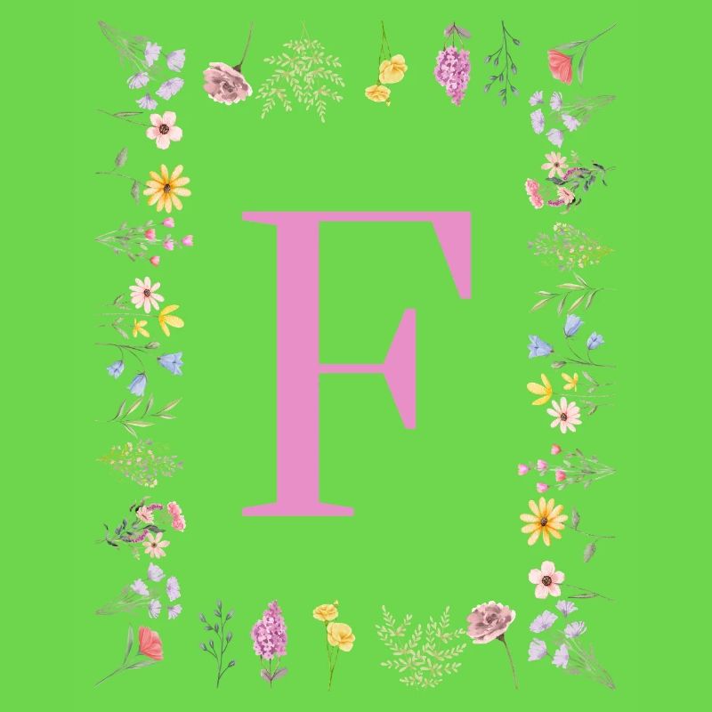 Florale Initialen "F", Buchstaben Monogramm 