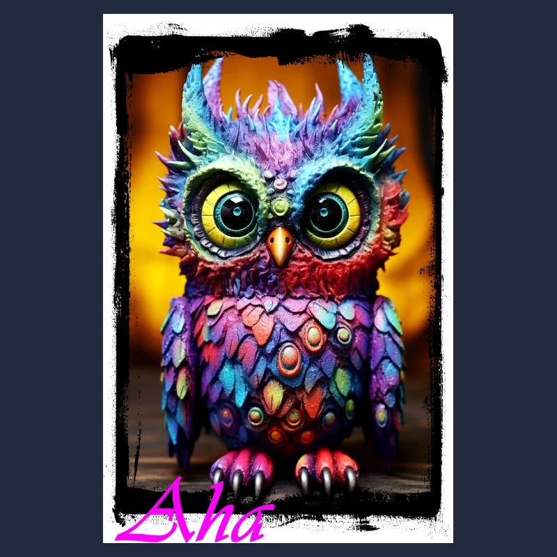 Bunte Eulenfigur mit Neonfarben Puppe Textil